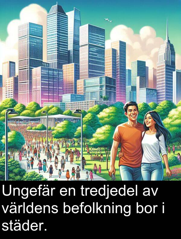 städer: Ungefär en tredjedel av världens befolkning bor i städer.