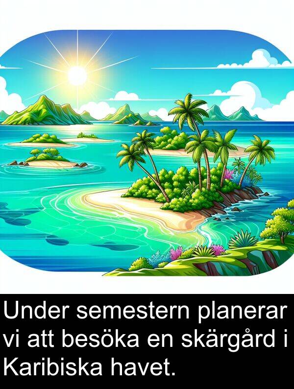 semestern: Under semestern planerar vi att besöka en skärgård i Karibiska havet.