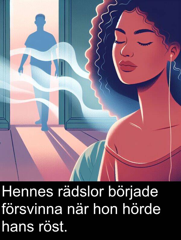 hon: Hennes rädslor började försvinna när hon hörde hans röst.
