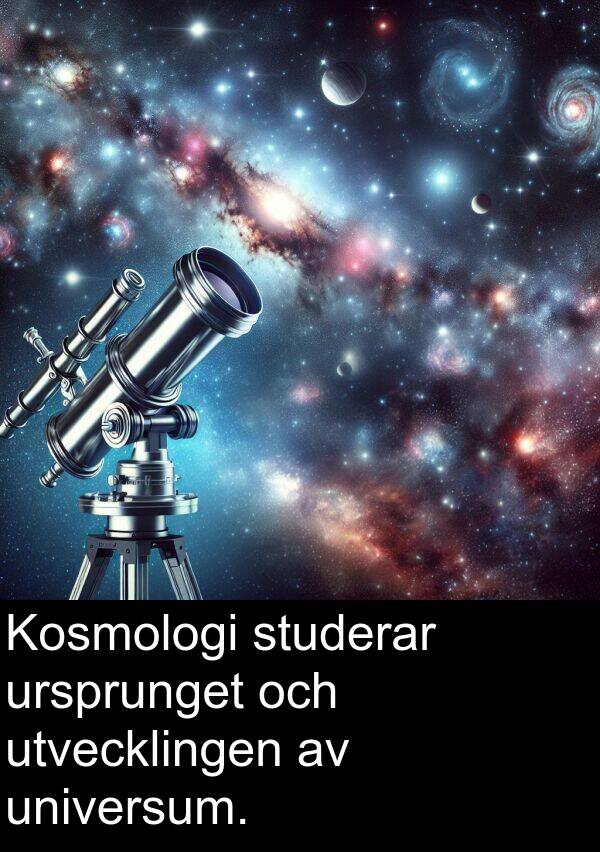 studerar: Kosmologi studerar ursprunget och utvecklingen av universum.