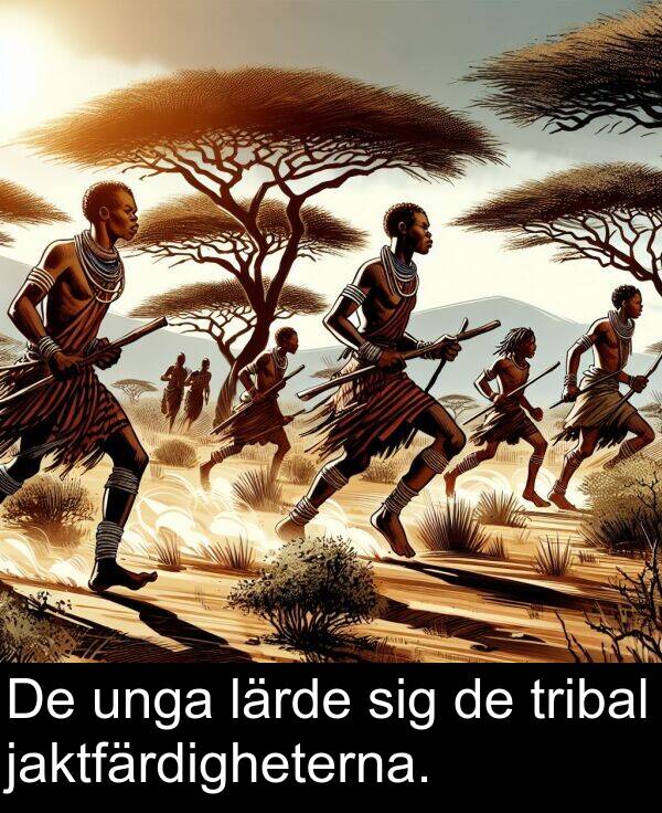unga: De unga lärde sig de tribal jaktfärdigheterna.
