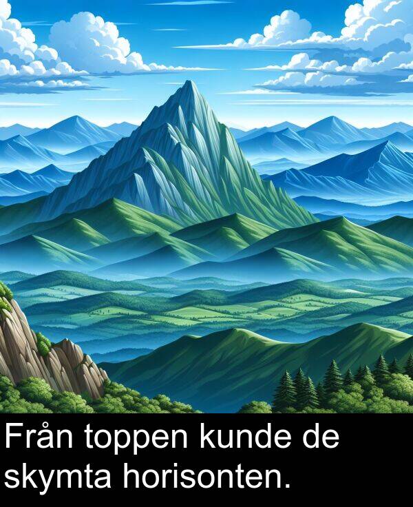 toppen: Från toppen kunde de skymta horisonten.