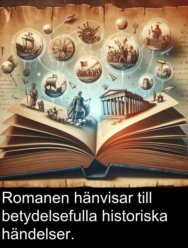 händelser: Romanen hänvisar till betydelsefulla historiska händelser.