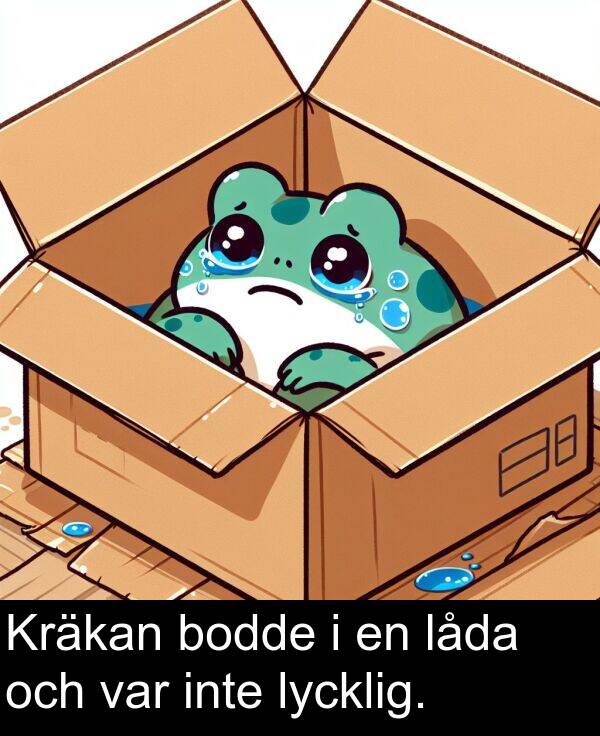 lycklig: Kräkan bodde i en låda och var inte lycklig.
