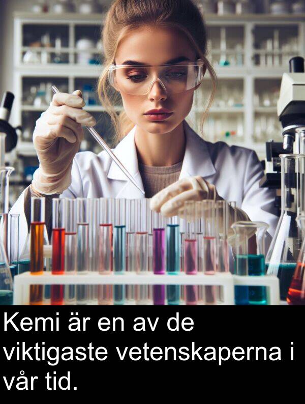 viktigaste: Kemi är en av de viktigaste vetenskaperna i vår tid.