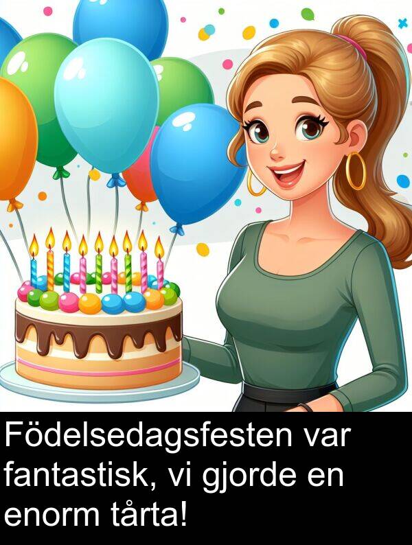 fantastisk: Födelsedagsfesten var fantastisk, vi gjorde en enorm tårta!