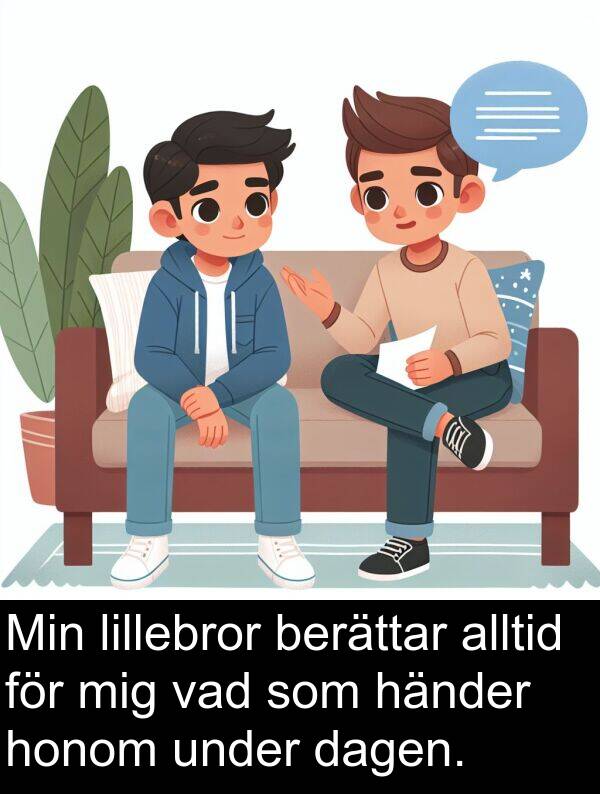 honom: Min lillebror berättar alltid för mig vad som händer honom under dagen.