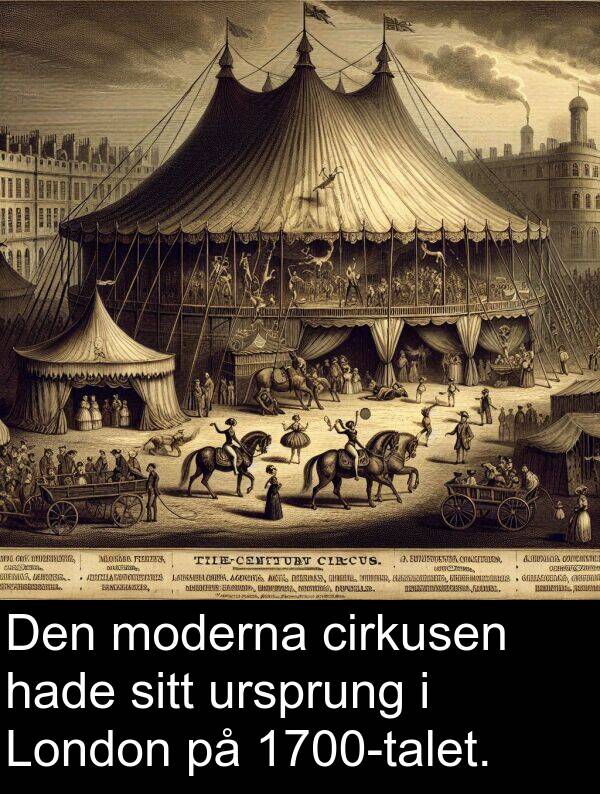 moderna: Den moderna cirkusen hade sitt ursprung i London på 1700-talet.