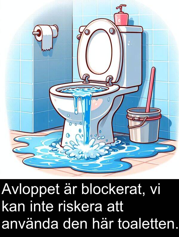 blockerat: Avloppet är blockerat, vi kan inte riskera att använda den här toaletten.