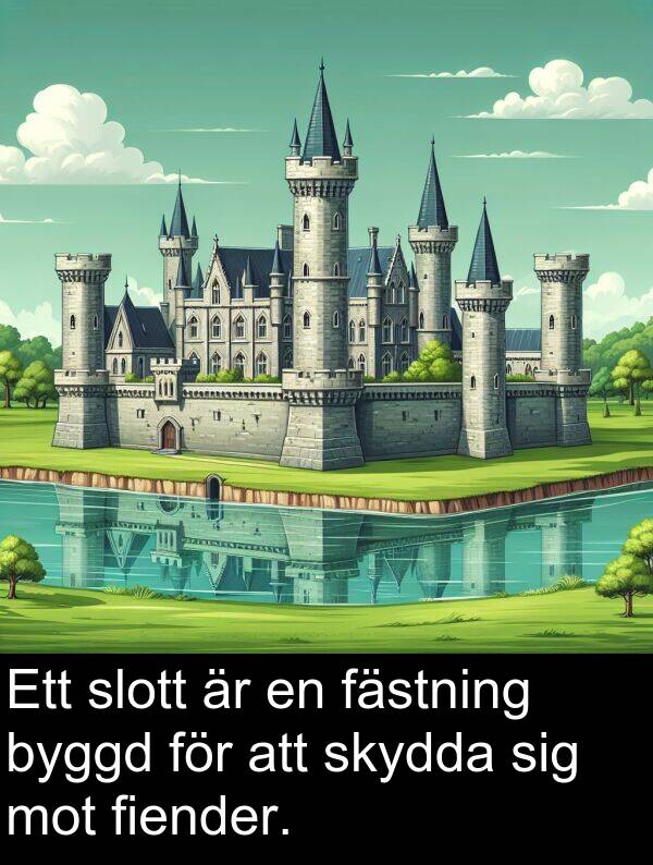 byggd: Ett slott är en fästning byggd för att skydda sig mot fiender.