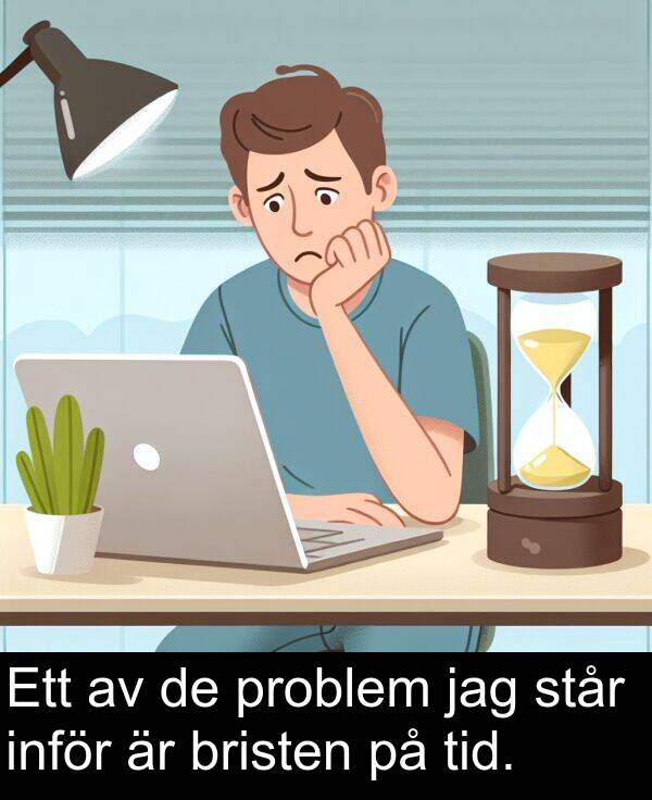 problem: Ett av de problem jag står inför är bristen på tid.