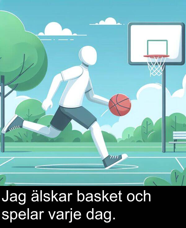 och: Jag älskar basket och spelar varje dag.