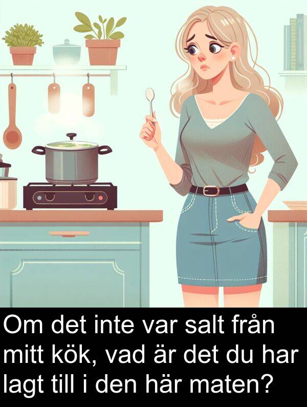vad: Om det inte var salt från mitt kök, vad är det du har lagt till i den här maten?
