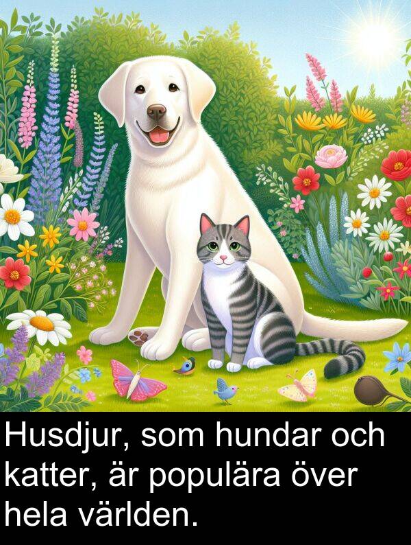 populära: Husdjur, som hundar och katter, är populära över hela världen.