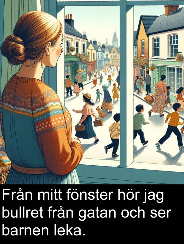 barnen: Från mitt fönster hör jag bullret från gatan och ser barnen leka.