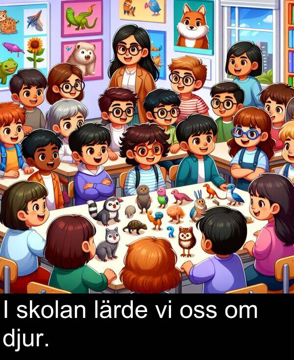 oss: I skolan lärde vi oss om djur.