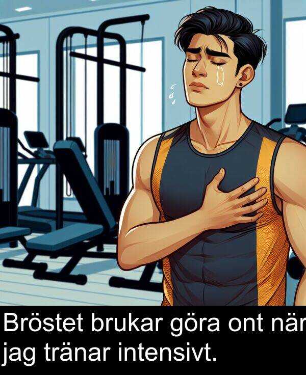 intensivt: Bröstet brukar göra ont när jag tränar intensivt.