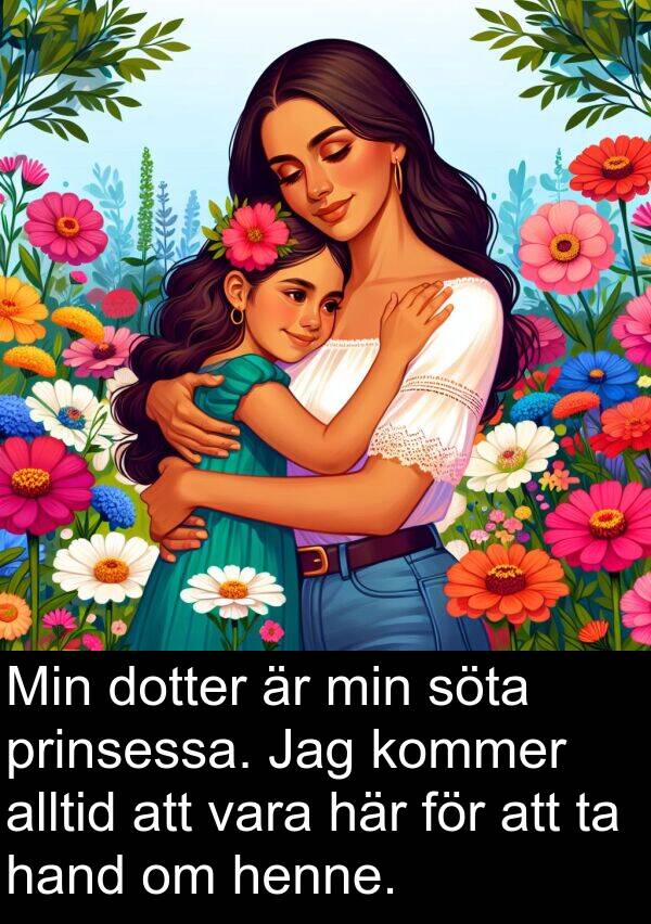 hand: Min dotter är min söta prinsessa. Jag kommer alltid att vara här för att ta hand om henne.