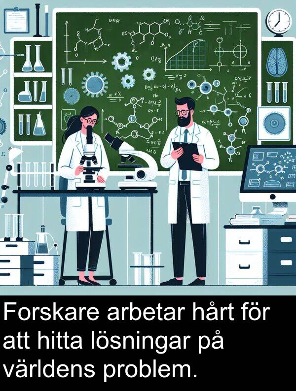 lösningar: Forskare arbetar hårt för att hitta lösningar på världens problem.