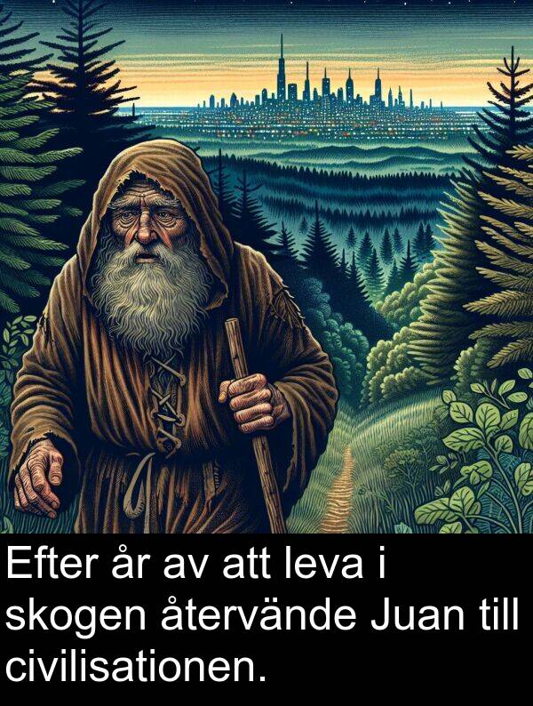 civilisationen: Efter år av att leva i skogen återvände Juan till civilisationen.