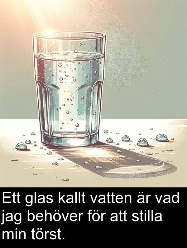 vad: Ett glas kallt vatten är vad jag behöver för att stilla min törst.