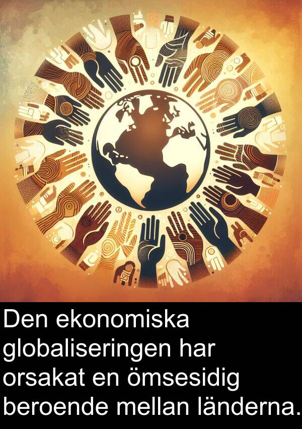 länderna: Den ekonomiska globaliseringen har orsakat en ömsesidig beroende mellan länderna.