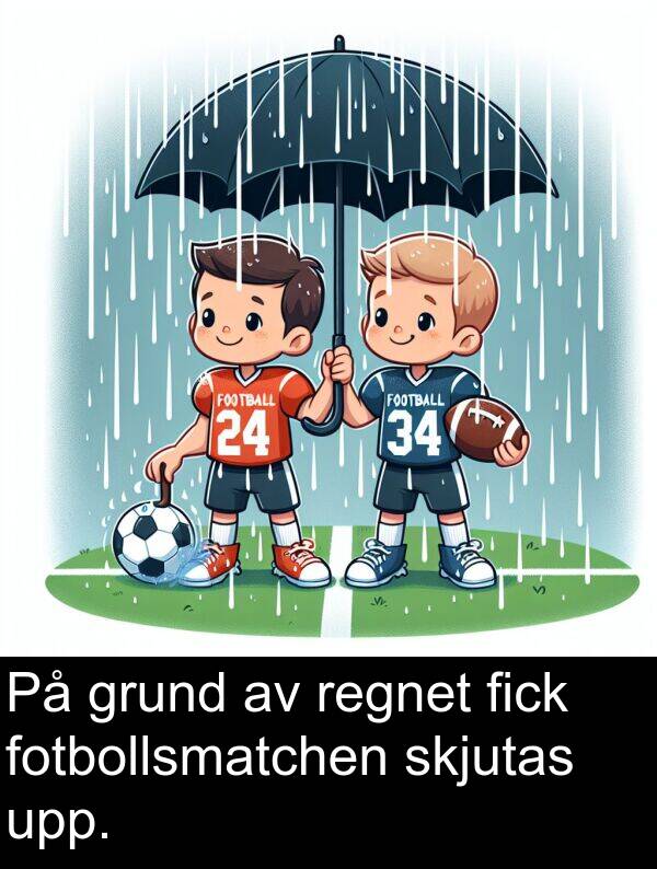 grund: På grund av regnet fick fotbollsmatchen skjutas upp.