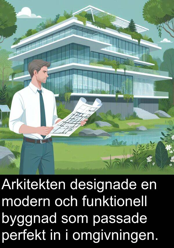 omgivningen: Arkitekten designade en modern och funktionell byggnad som passade perfekt in i omgivningen.
