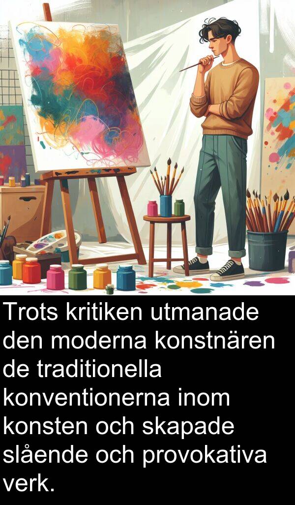 provokativa: Trots kritiken utmanade den moderna konstnären de traditionella konventionerna inom konsten och skapade slående och provokativa verk.