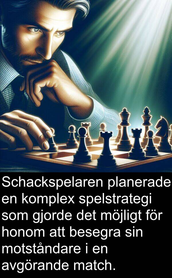 match: Schackspelaren planerade en komplex spelstrategi som gjorde det möjligt för honom att besegra sin motståndare i en avgörande match.