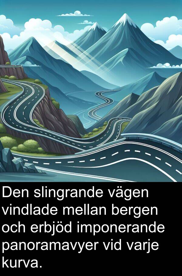 vägen: Den slingrande vägen vindlade mellan bergen och erbjöd imponerande panoramavyer vid varje kurva.