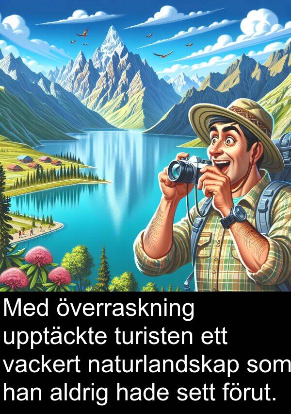 naturlandskap: Med överraskning upptäckte turisten ett vackert naturlandskap som han aldrig hade sett förut.