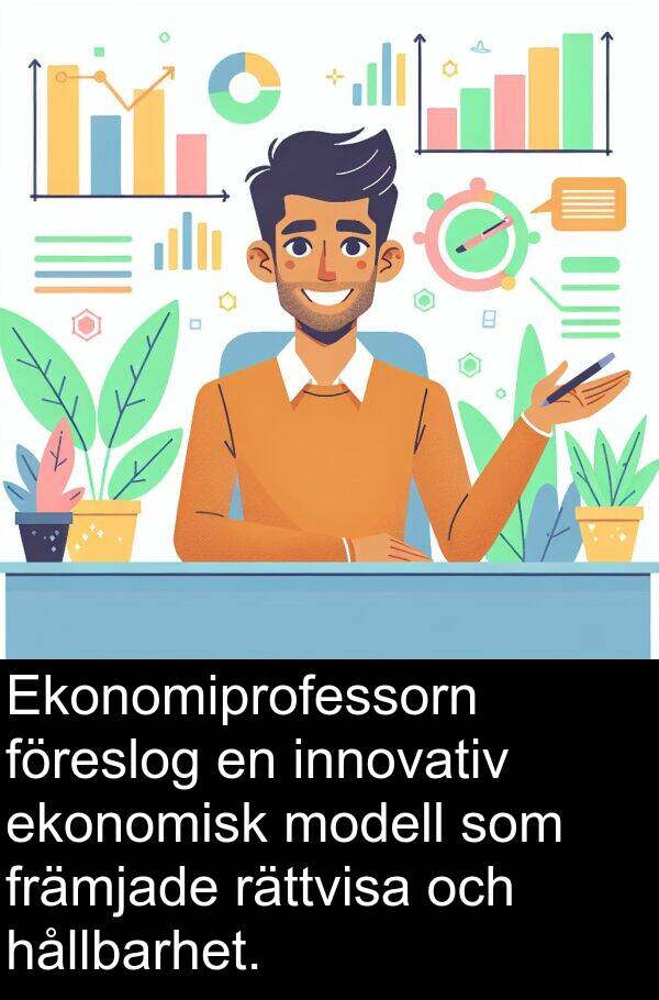 ekonomisk: Ekonomiprofessorn föreslog en innovativ ekonomisk modell som främjade rättvisa och hållbarhet.