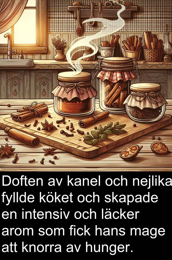 kanel: Doften av kanel och nejlika fyllde köket och skapade en intensiv och läcker arom som fick hans mage att knorra av hunger.