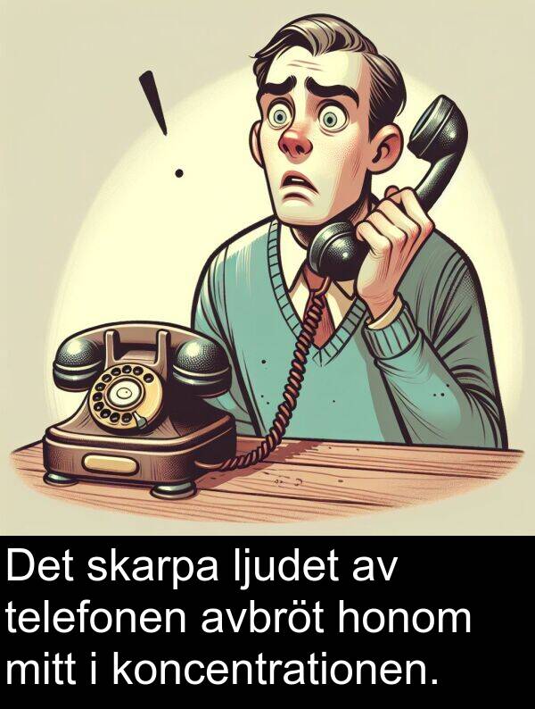 honom: Det skarpa ljudet av telefonen avbröt honom mitt i koncentrationen.
