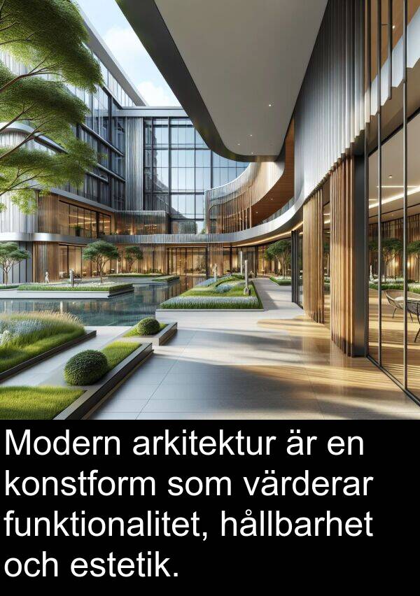 arkitektur: Modern arkitektur är en konstform som värderar funktionalitet, hållbarhet och estetik.