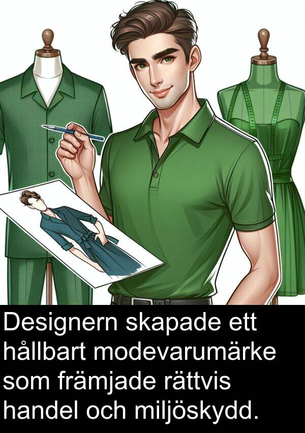 handel: Designern skapade ett hållbart modevarumärke som främjade rättvis handel och miljöskydd.