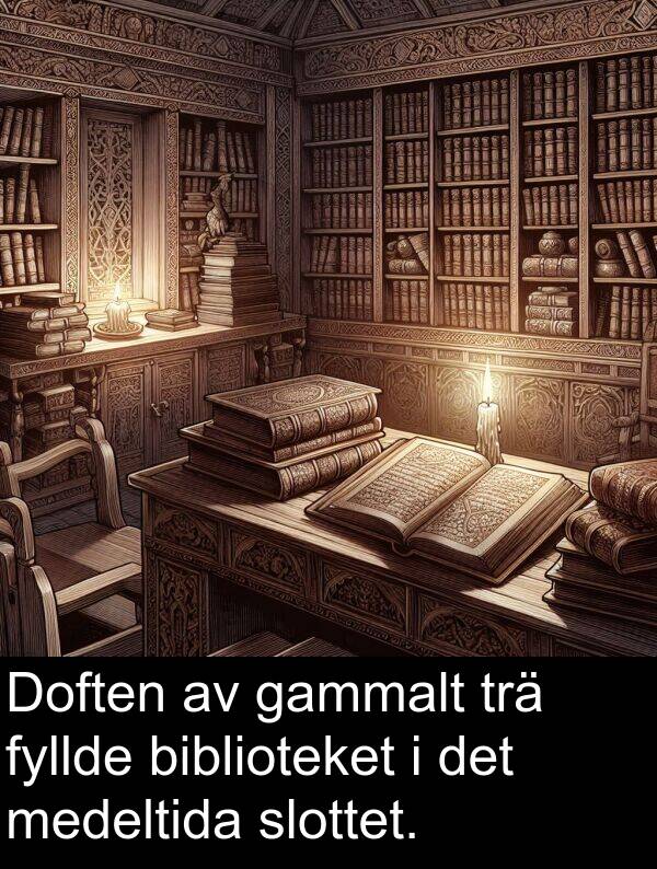 gammalt: Doften av gammalt trä fyllde biblioteket i det medeltida slottet.