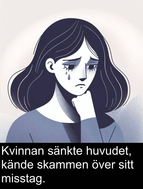 sitt: Kvinnan sänkte huvudet, kände skammen över sitt misstag.