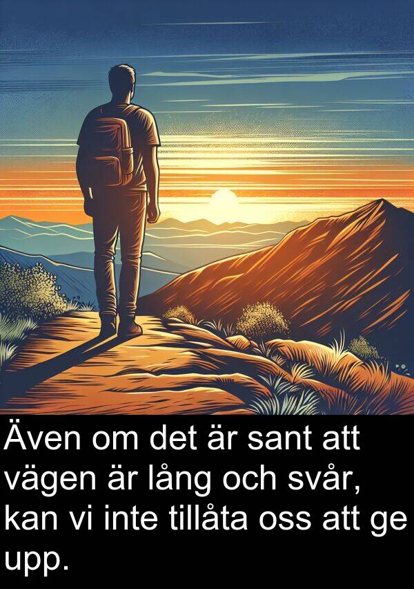 vägen: Även om det är sant att vägen är lång och svår, kan vi inte tillåta oss att ge upp.