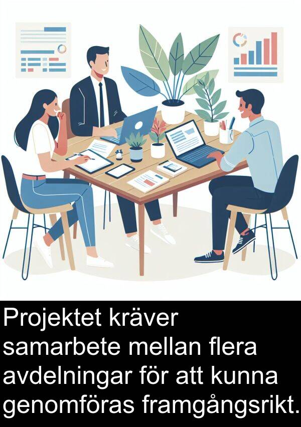 genomföras: Projektet kräver samarbete mellan flera avdelningar för att kunna genomföras framgångsrikt.