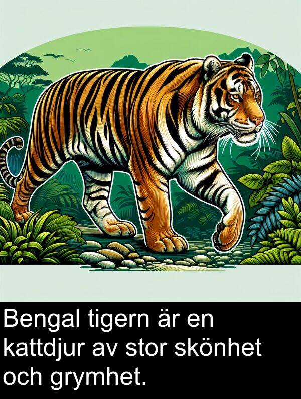 grymhet: Bengal tigern är en kattdjur av stor skönhet och grymhet.