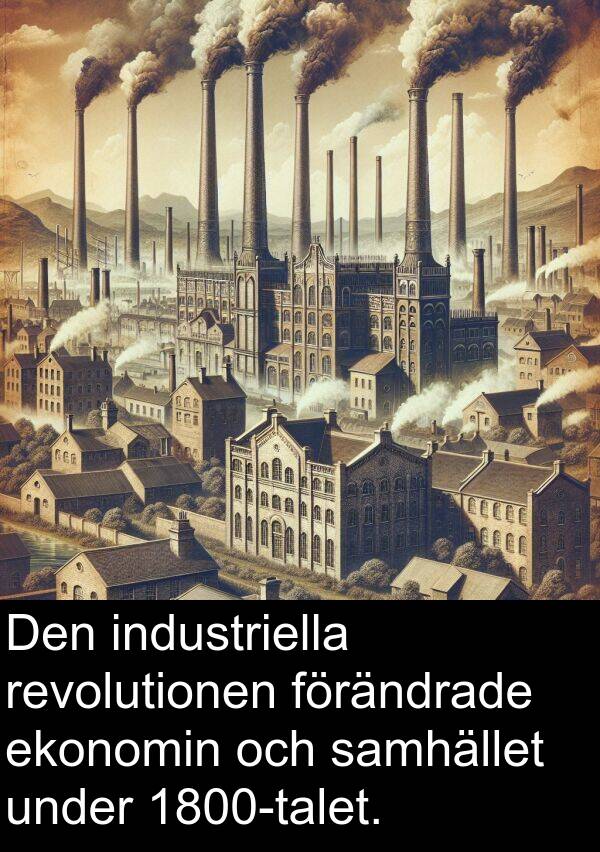 samhället: Den industriella revolutionen förändrade ekonomin och samhället under 1800-talet.