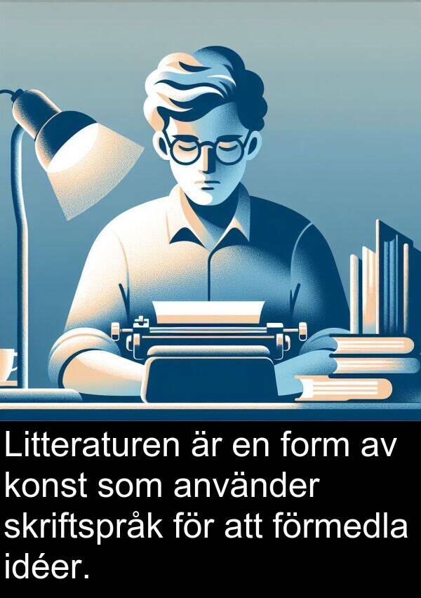 idéer: Litteraturen är en form av konst som använder skriftspråk för att förmedla idéer.