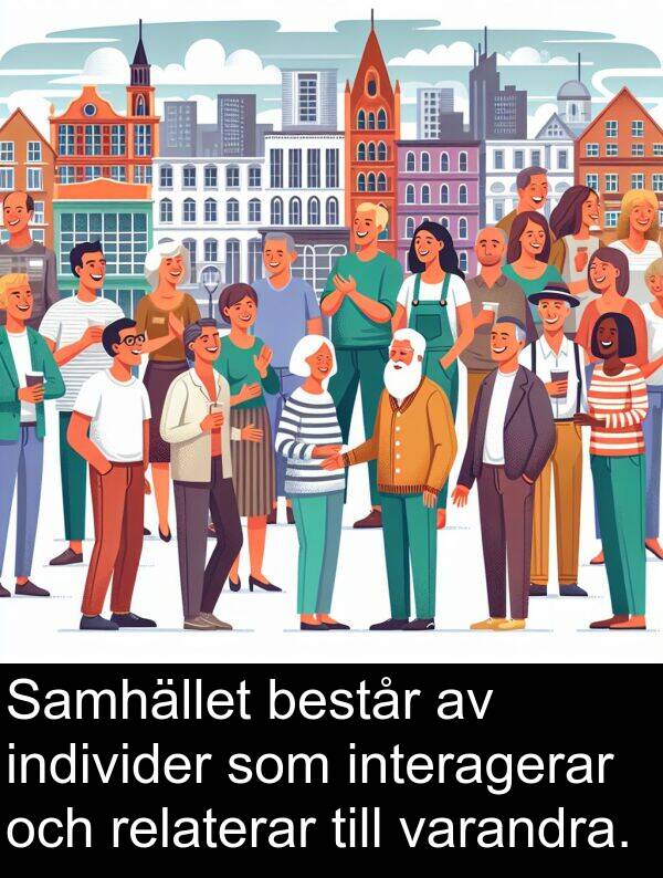 individer: Samhället består av individer som interagerar och relaterar till varandra.