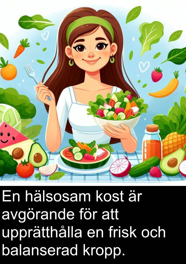 balanserad: En hälsosam kost är avgörande för att upprätthålla en frisk och balanserad kropp.