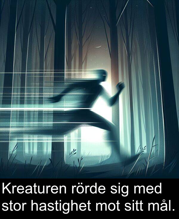 sitt: Kreaturen rörde sig med stor hastighet mot sitt mål.