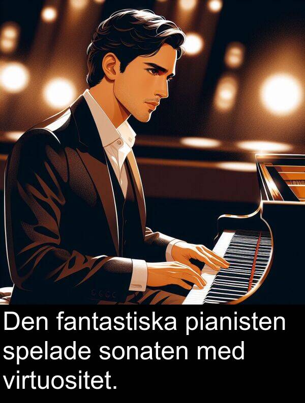 fantastiska: Den fantastiska pianisten spelade sonaten med virtuositet.