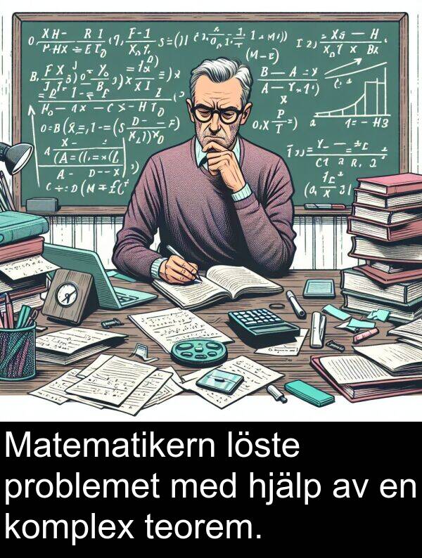 problemet: Matematikern löste problemet med hjälp av en komplex teorem.