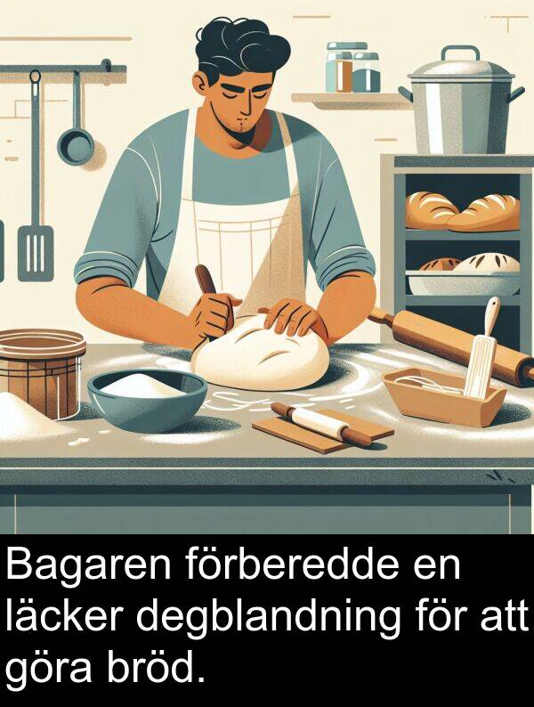 degblandning: Bagaren förberedde en läcker degblandning för att göra bröd.